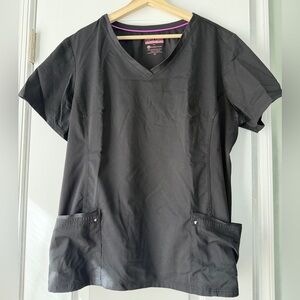 Like New Purple Label Yoga by Healing Hands scrub top, black, XXL 2XL